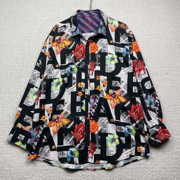 Sugar That Shirt Is Sweet Abstract Floral AOP Colorful Button Up Shirt Men XXL - Picture 1 of 13